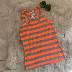 A Fine Mess Striped Tank Top Grey Orange Size Medium